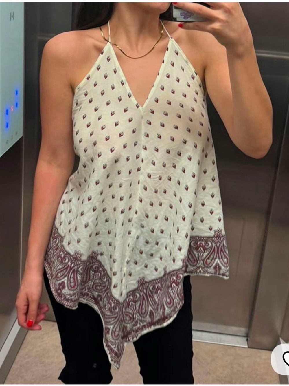 Women’s Cream Paisley-Trim Halter Camisole bad of gypsies